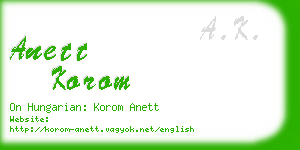 anett korom business card